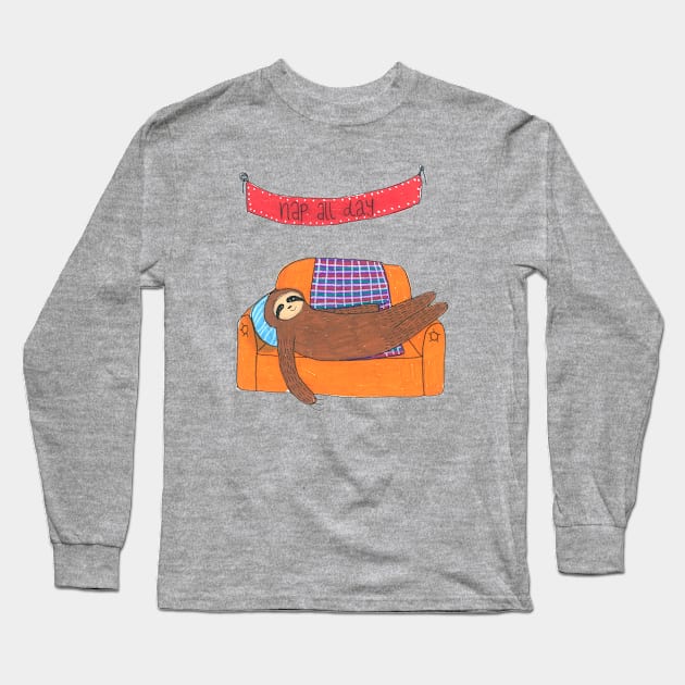 Nap All Day Long Sleeve T-Shirt by DoodlesAndStuff